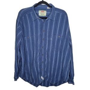 Vintage 90s Levi’s Shirt Mens Utility Striped Button Up Shirt White Tab Size XXL